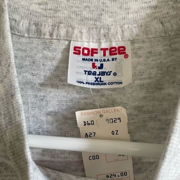 Vtg SofTee TShirt Unisex XL Americana Flag Double Sided Screenprint Made in USA - Picture 7 of 8